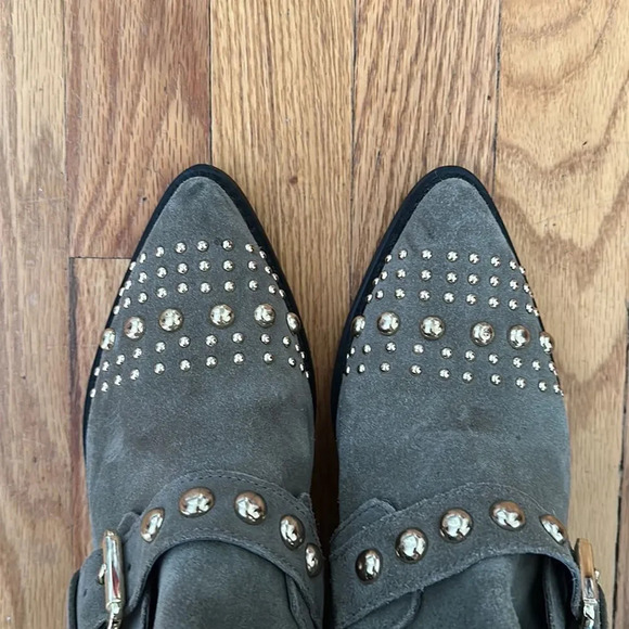 Kurt Geiger Sybil khaki suede studded ankle bootiegreat pre owned condition - Picture 9 of 12